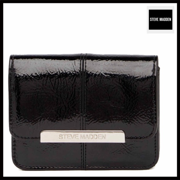 STEVE MADDEN BLACK WALLET & CRYSTAL KEY CHAIN A3C - Picture 8 of 8